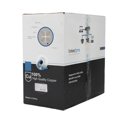 Bobina de Cable U/UTP Cat6A de 305 Metros (1000 Pies), Color Azul, CMR, Soporta 10G-BaseT para Transmisión de Frecuencias de hasta 500MHz, UL