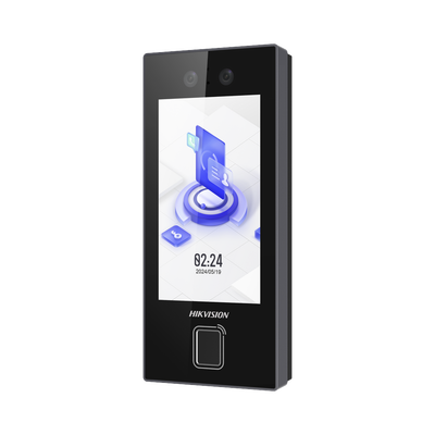 [DS-K1T344EBFWX-E1] Terminal Facial Min Moe con LECTOR DE HUELLAS y Tarjetas PROX EM / 3000 Rostros / 3000 Huellas / Pantalla 4.5" / Administrable en la Nube con HikConnect Teams  / Exterior IP65  / PoE / WiFi / HIK-IA / SIP Estandar
