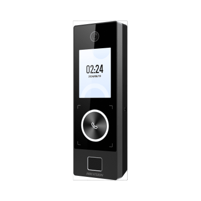 [DS-K1T323MBFWX-E1] Terminal Facial Min Moe WiFi & PoE con Botón de Llamada y LECTOR DE HUELLA / Exterior IP65 / Tarjetas Virtuales Bluetooth con HikConnect Teams / 1000 Rostros y 3,000 Huellas / HIK-IA