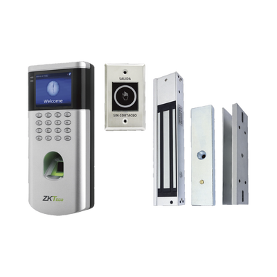 [LF10KITV2] KIT de Control de Acceso LF10/ PUSH / Compatible con ZKBioCVAccess / 1,500 Usuarios / Chapa magnética / Botón de Salida / Tarjeta de proximidad