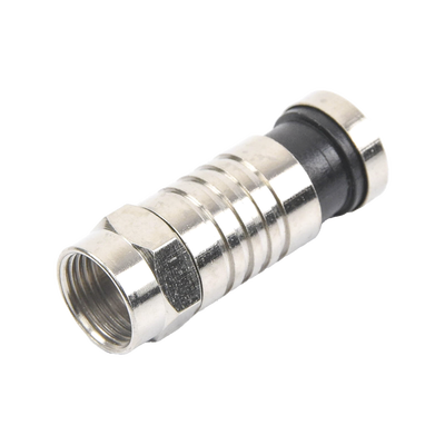 [TT-CON-509-RG6] Conector F Macho de Compresión para cable RG-6, Cuerpo de Bronce Niquelado.