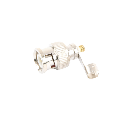 [TT-RG-93] Conector BNC macho en 75 Ohm, para cable coaxial RG-59 / Con base de alivio negra de PVC, Níquel/ Oro/ PTFE.