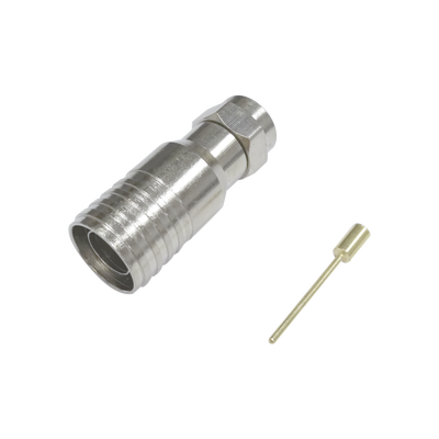 [TT11-F03] Conector F Macho en 75 Ohm, Plegable para Instalar en Cables Coaxiales RG-11, Cuerpo de Bronce-Niquelado/ Teflón.