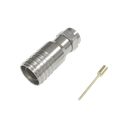 Conector F Macho en 75 Ohm, Plegable para Instalar en Cables Coaxiales RG-11, Cuerpo de Bronce-Niquelado/ Teflón.