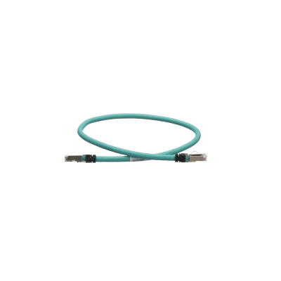 Patch Cord Cat5e de Grado Industrial 600V, Blindado SF/UTP, Calibre 24 AWG, Color Aqua, 60 cm (23.62 pulgadas).