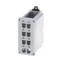 Panel de Parcheo Modular para Cobre, de Instalación en Riel DIN Estándar de 35 mm (1.38 pulgadas), 8 Puertos Mini-Com, Color Gris