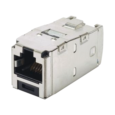 [CJS6X88TGY] Conector Jack RJ45 Blindado, Estilo TG, Mini-Com, Categoría 6A, de 8 Posiciones y 8 Cables, Color Negro