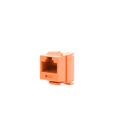 [NK688MOR] Conector Jack Estilo 110 (de Impacto), Tipo Keystone, Categoría 6, de 8 Posiciones y 8 Cables, Color Naranja
