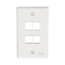 Placa de Pared Vertical, Salida Para 4 Puertos Keystone, Color Blanco
