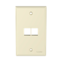 Placa de Pared Vertical, Salida Para 2 Puertos Keystone, Color Marfil