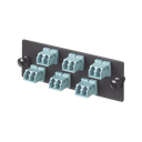 Placa Acopladora de Fibra Optica FAP, Con 6 Conectores LC Duplex (12 Fibras), Para Fibra Multimodo OM3/OM4, Color Aqua