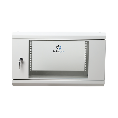 Gabinete de Pared de 6U con Puerta de Cristal Templado, 455 mm de Profundidad Total, Rack de 19'', Acero Reforzado Color Gris Mate