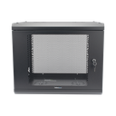 Gabinete de Pared de 9U con Puerta Perforada, 455 mm de Profundidad, Rack de 19'', Acero Reforzado Color Negro.