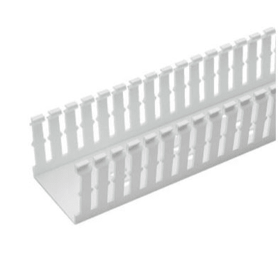 [F1X3WH6] Canaleta Ranurada Angosta de PVC Sin tapa, Tipo F, 32 mm de Ancho, 79.4 mm de Alto y 1.8 m de Largo, Color Blanco