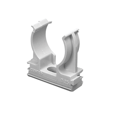 [GW-50-629] Soporte de presión (Abrazadera), PVC Auto-extinguible, abierto para tubería de 50 mm 