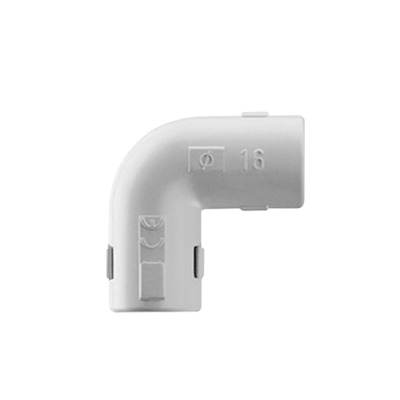 [DX-40-332] Unión en "L" (Codo) para tubería rígida, recomendado para cable eléctrico, PVC Auto-extinguible, de 32 mm