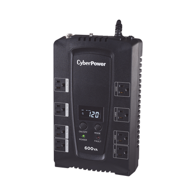 [CP600LCD] UPS de 600 VA/340 W, Topología Standby, Entrada 120 Vca NEMA 5-15P, Tipo Gabinete Compacto, Con 8 Tomas NEMA 5-15R