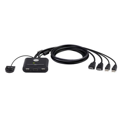 [CS22HF] Switch KVM | USB FHD HDMI | de 2 puertos en formato cable | 1920x1080 @ 60Hz (FHD)| HDCP 1.4 | Conecta y controla 2 equipos con un solo monitor, teclado y mouse
