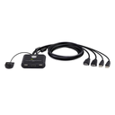 Switch KVM | USB FHD HDMI | de 2 puertos en formato cable | 1920x1080 @ 60Hz (FHD)| HDCP 1.4 | Conecta y controla 2 equipos con un solo monitor, teclado y mouse