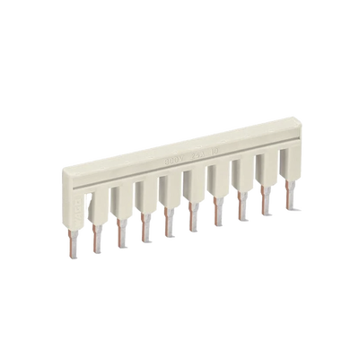Puente Eléctrico / 10 Polos / Aislado / 25 A / 800 V / Gris Claro / Material Cobre Electrolítico / Reducción de Sección