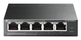 Switch PoE no Administrable de escritorio 5 puertos 10/100 Mbps, 4 puertos PoE, 41 W, modo extensor PoE hasta 250 metros.