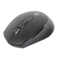 MANHATTAN - 190343 - Mouse ergonómico inalámbrico / Nano receptor USB-A, seis botones y rueda de desplazamiento, 800/1200/1600 ppp, negro