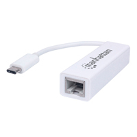 MANHATTAN 507585 Adaptador de USB Tipo C a Red Gigabit USB SuperSpeed 3.2 Generación 1; 10/100/1000 Mbps Gigabit Ethernet