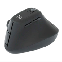 MANHATTAN - 190336 - Mouse USB inalámbrico ergonómico vertical / Nanorreceptor USB-A, seis botones con rueda de desplazamiento, 800/1200/1600 ppp, ángulo compatible con la muñeca, negro