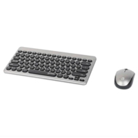 MANHATTAN - 180795 - Kit mini teclado y mouse óptico inalámbricos / Receptor USB-A Nano para ambos, 12 teclas multimedia/función, mouse óptico ambidiestro 3 botones y rueda de desplazamiento, negro/pl