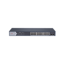 Switch Gigabit PoE+ / Administrable / 24 Puertos 1000 Mbps PoE+ / 2 Puertos SFP / Configuración Remota desde Hik-PartnerPro / PoE Extendido 250 Metros / 370 Watts