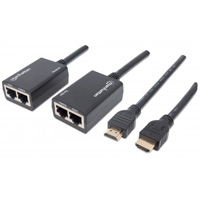 MANHATTAN 207386 - Extensor de HDMI por Cat5e/Cat6 / Extiende tu señal de 1080p hasta a 30m / cables HDMI integrados / 55 x 36 x 22 mm (Sobre Pedido)