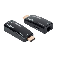 MANHATTAN - 207539 - Kit Extensor compacto de HDMI sobre Ethernet 60m Extiende distancias de señal de 1080p@60Hz hasta 60m (196 pies) con un solo cable Ethernet Cat6, Transmisor y Receptor, Power over