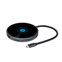 MANHATTAN 166560 - Docking USB-C con base de carga inalámbrica / Cable con usb -c macho a base docking con puerdo HDMI / un puerto USB-C hembra PD, tres puertos USB-A, lector de tarjetas, base de carg