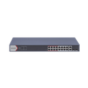 Switch PoE+ / Monitoreable / 16 puertos 10/100 Mbps PoE+ / 2 Puertos 1000 Mbps Uplink / 2 Puertos SFP de Uplink /  Configuración Nube Hik-Partner Pro / Modo Extendido hasta 300 metros / 230 W 
