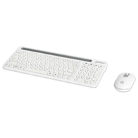 MANHATTAN - 180580 - Kit teclado y mouse inalámbricos conexión dual USB y Bluetooth, blanco