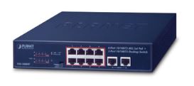 [AYV-NET-SPoE-] Switch No Administrable de Escritorio y Rack, 8 Puertos Fast Ethernet con PoE 802.3af/at, 2 Puertos Uplink, Hasta 250 m en Modo Extendido