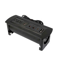 MANHATTAN 164856 - Caja de Conexiones para Escritorio de Apertura Giratoria/ 2 Puertos RJ45/ 1 Puerto HDMI con Conexión de Paso/ 2 Contactos Eléctricos/ 2 puertos USB-A con LED y 1 salida de hasta 2.1