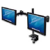 MANHATTAN - 420808 - Soporte para monitor, de escritorio, movimiento articulado, 2 pantallas planas de 13" a 24" máximo 6 kg cada uno / Soporta dos monitores, brazo con movimiento de dos puntos