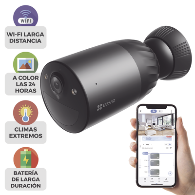 [CS-BC1C/4K] Cámara WIFI / 4K / Batería Recargable Compatible con Panel Solar CS-CMTSOLARPANEL-E/ 2.8mm / Conector Tipo C / Audio Dos Vías / Visión Nocturna en Color / Protección IP65/ Ranura para Memoria 512 GB