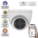 Domo IP 3 Megapíxel (2K) / Wi-Fi / Sirena y Estrobo /Audio de Dos Vías / Detección Humana y Vehiculo / Notificación Push / Audios Personalizables / Ranura Para Memoria hasta 512GB / Uso en Exterior IP67