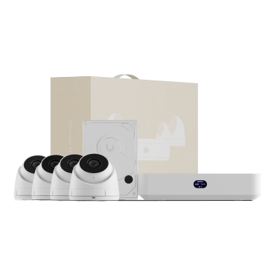 UniFi Protect UNVR Instant Kit – Solución Todo en Uno con NVR Instant, 4 Cámaras G5 Turret Ultra y Disco Duro de 1 TB para una Configuración Rápida y Sencilla