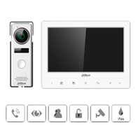 DAHUA KTA02 - Kit de Videoportero analógico con monitor táctil de 7" y frente de calle con cámara de 1.3MP con DWDR y protección IP66. Controla hasta 2 frentes de calle y 3 monitores, con apertura de 