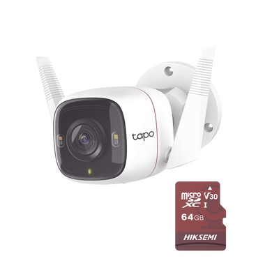 [TAPO-C320WS/HS64] Kit de Cámara IP Wi-Fi / Incluye 1 Pieza Modelo TAPO-C320WS  /  Utiliza La App Tapo / 1 Memoria Micro SD Modelo Mod  HS-TF-E1/64G