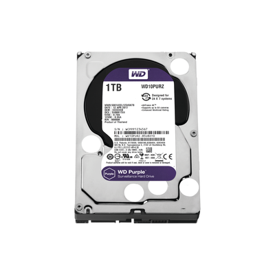 WESTERN WD10PURZ - Disco Duro de 1TB Purple/ Especial Para Videovigilancia/ Trabajo 24/7/ Interface: Sata 6 Gb/s/ Hasta 64 Cámaras/ Hasta 8 Bahías de Discos Duros/ 3 Años de Garantía/