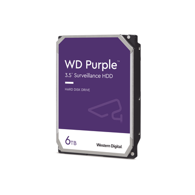 WESTERN DIGITAL WD64PURZ - Disco Duro de 6 TB Purple/ Especial para Videovigilancia/ Trabajo 24/7/ Interface: Sata 6 Gb/s/ Cache 256 MB/ Hasta 64 Cámaras/ Hasta 16 Bahías de Discos Duros/ 3 Años de Ga