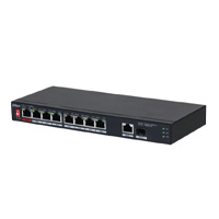 [DH-PFS3110-8ET1GT1GF-96] DAHUA PFS3110-8ET1GT1GF-96 -Switch PoE de 10 Puertos/8 Puertos Poe 10/100/1Puerto SFP de1000 Mbps/1 Puerto Uplink de 10/100/1000/ 96 Watts Totales/ Alimentación hasta 250 Mts/Soporta PoE Whatchdog/Pue