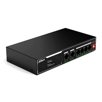 DAHUA DH-SF1006LP - Switch PoE de 6 Puertos Fast Ethernet/ 4 Puertos PoE 10/100/ 36 Watts Totales/ 2 Puertos Uplink RJ45 10/100/ PoE Watchdog/ Soporta hasta 250mts sobre UTP CAT 6/ Protección Contra D