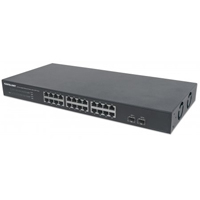 INTELLINET 561044 - Switch de 24 puertos Gigabit Ethernet con 2 puertos SFP, 10/100/1000 Mbps RJ45, IEEE 802.3az (Energy Efficient Ethernet), para montaje en rack de 19", chasis metálico
