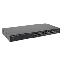 INTELLINET 560559 - Switch Administrable por Web Gigabit Ethernet de 24 puertos PoE+ y 2 puertos SFP / 24 puertos PoE / Power over Ethernet estándares IEEE 802.3at/af (PoE+/ PoE), 2 puertos SFP, Endsp