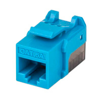 INTELLINET 772334 - Jack Keystone Cat6a FastPunch UTP, azul, contactos chapados con 50µ de oro, soporta filamento multifilar y sólido de 23 a 26 AWG (Sobre Pedido)
